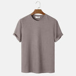 Clothsi Men’s Summer Solid Color T-Shirt | Round Neck Long Sleeve Slim Fit Top | Lightweight Polyester Rayon Basic Tee 2024 Clothsi