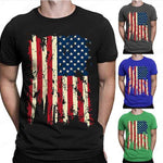 Clothsi Men’s Flag Print T-Shirt – American Independence Day Cotton Blend Tee, Loose Fit Round Neck Short Sleeve Shirt, Casual Summer Patriotic Style Top Clothsi