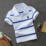 Clothsi CUHK Children’s Striped Polo T-Shirt | 100% Cotton Lapel Short Sleeve for Boys & Girls | Soft & Breathable Kids Casual Top Clothsi