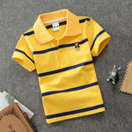 Clothsi CUHK Children’s Striped Polo T-Shirt | 100% Cotton Lapel Short Sleeve for Boys & Girls | Soft & Breathable Kids Casual Top Clothsi