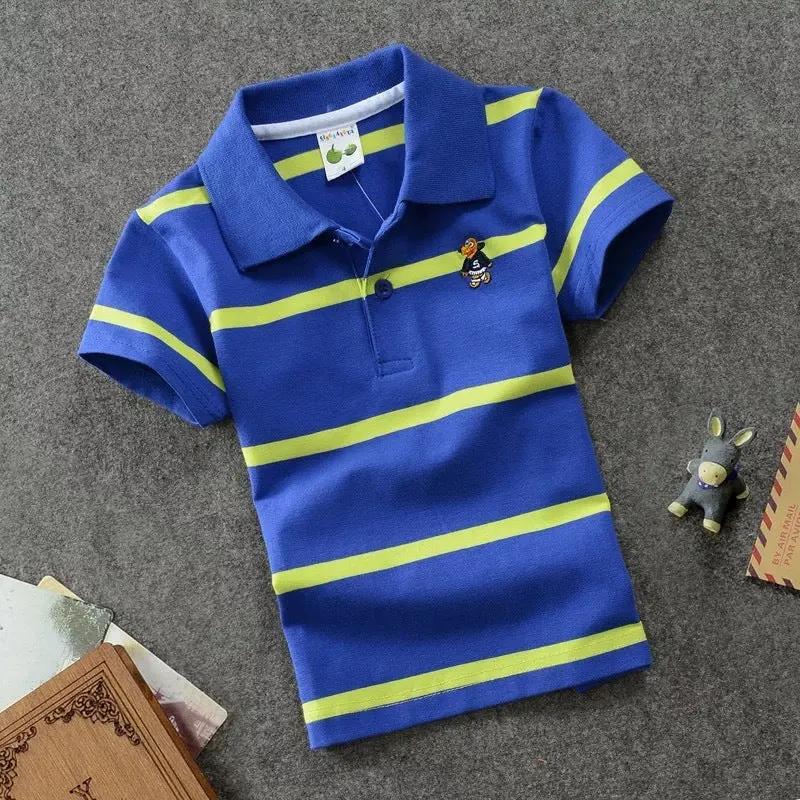 Clothsi CUHK Children’s Striped Polo T-Shirt | 100% Cotton Lapel Short Sleeve for Boys & Girls | Soft & Breathable Kids Casual Top Clothsi
