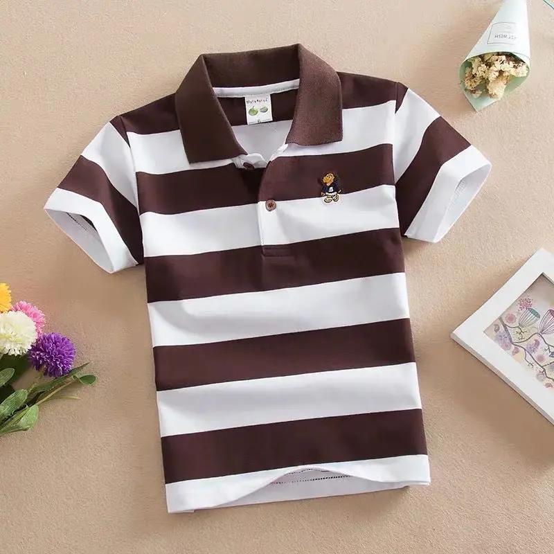 Clothsi CUHK Children’s Striped Polo T-Shirt | 100% Cotton Lapel Short Sleeve for Boys & Girls | Soft & Breathable Kids Casual Top Clothsi