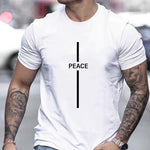 T Shirt With Peace Print Short Clothsi