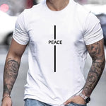 Clothsi Men’s Peace Print T-Shirt – Hip Hop Short Sleeve Tee, Lightweight Polyester Fiber Top with Round Neck, Casual Streetwear Shirt for Everyday Wear