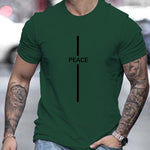 Clothsi Men’s Peace Print T-Shirt – Hip Hop Short Sleeve Tee, Lightweight Polyester Fiber Top with Round Neck, Casual Streetwear Shirt for Everyday Wear