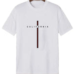 Men's Letter Vertical Line Printing Casual All-match Short-sleeved Clothsi